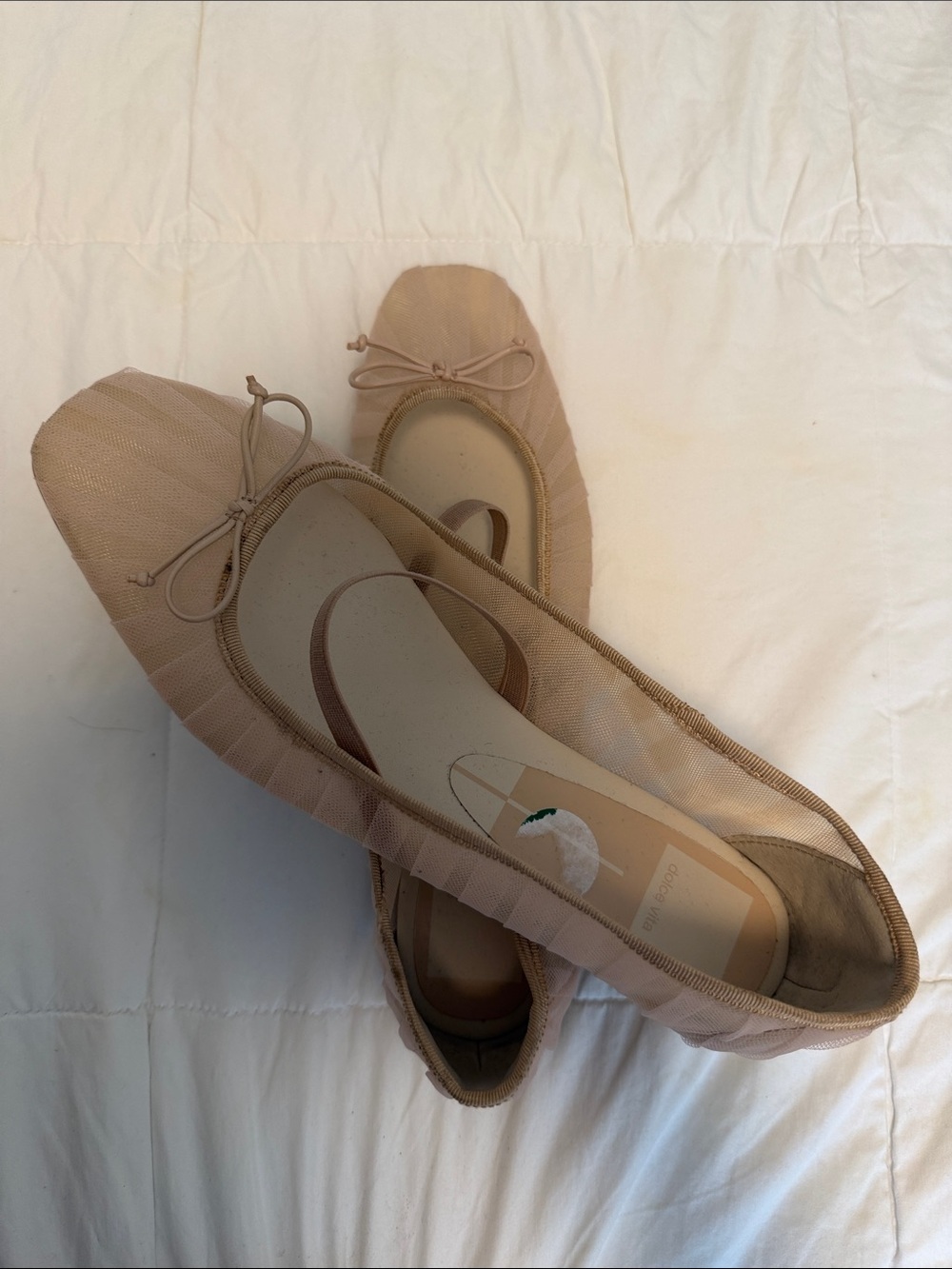 Dolce Vita Women’s Nude Ballet Flats with Mesh Overlay